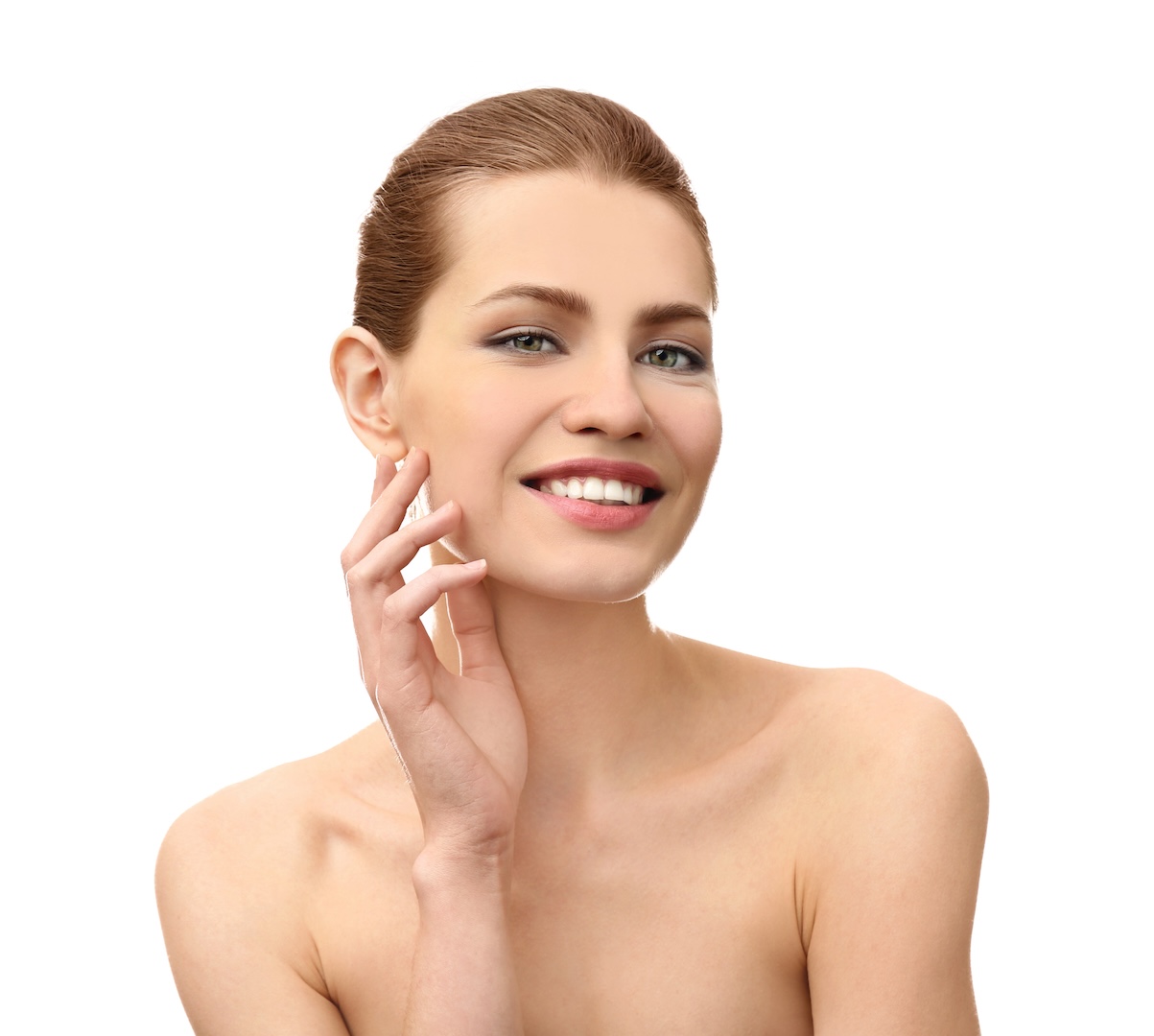 woman touching face