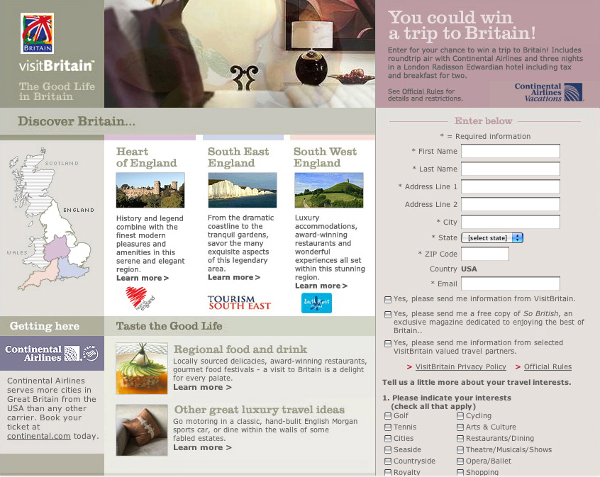 Website design for VisitBritain
