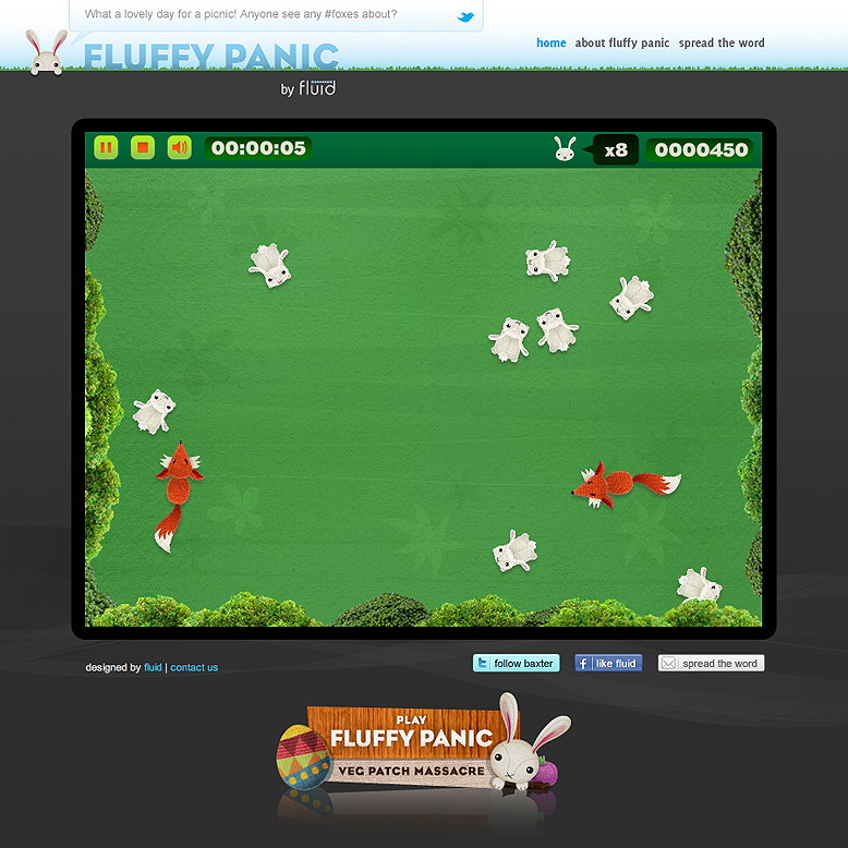 Character and game design for Fluffy Panic, a promotional digital card for Fluid HK