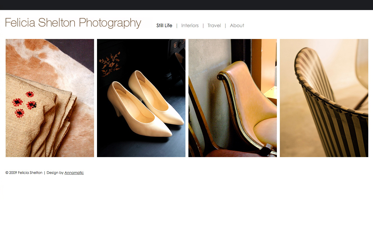Photography portfolio website design for Felicia Shelton Photography