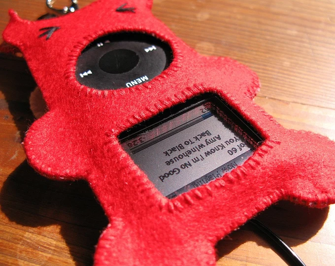 iPod nano cozy in the shape of a red devil