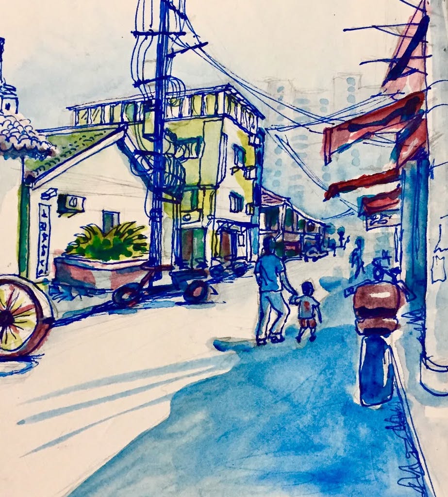 Shanghai alley 2 - urban sketch shanghai