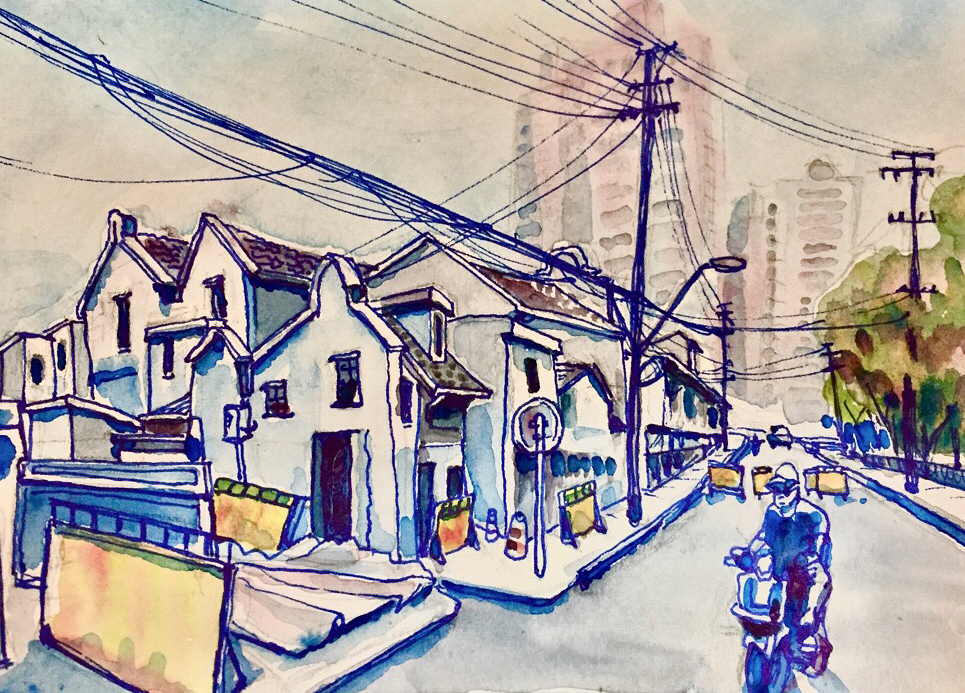 Shanghai corner - urban sketch shanghai