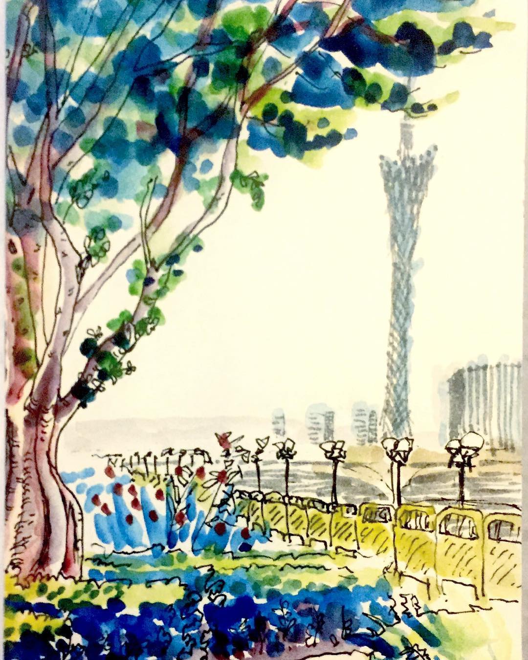 view from Ershadao - urban sketch guangzhou