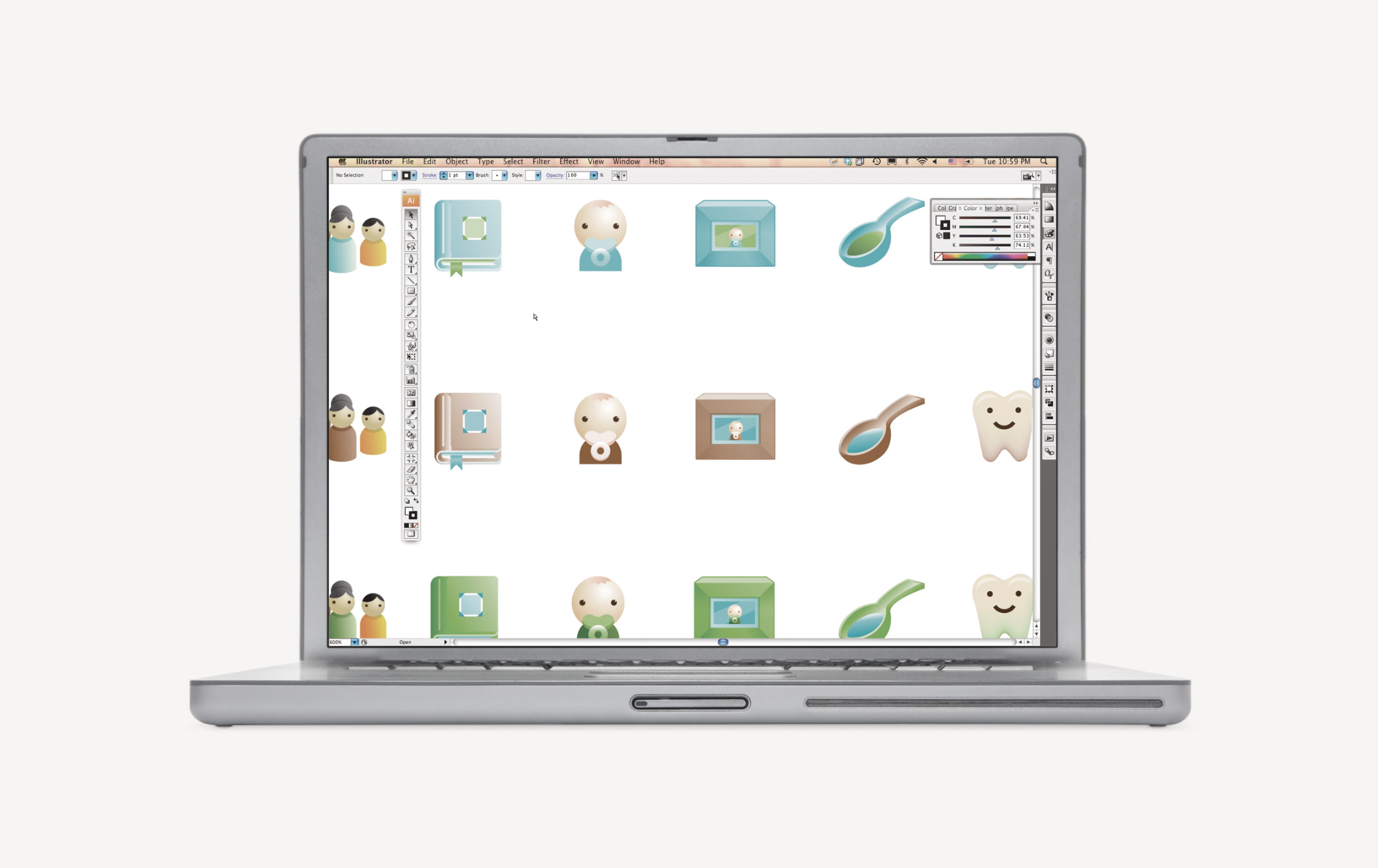 Icon designs for Kidmondo, 2007