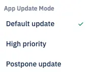 Esper App Update Mode options