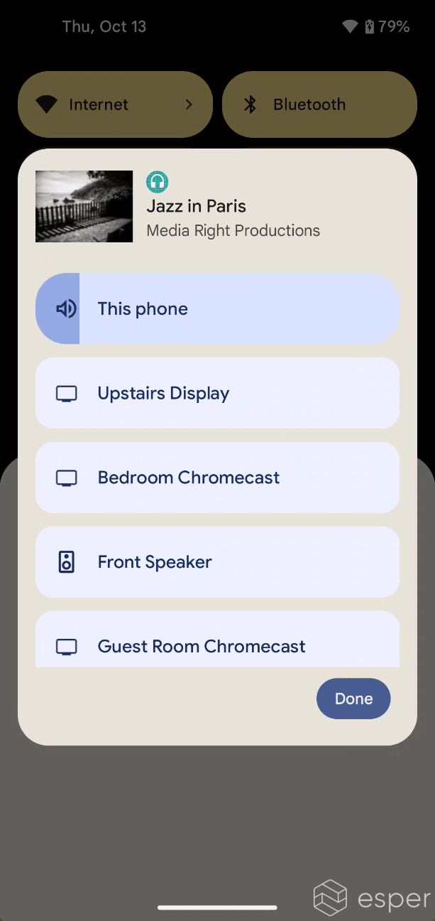 Cast devices ARE shown in the output switcher for a Pixel 4