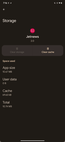 Android screen showing Jetnews app