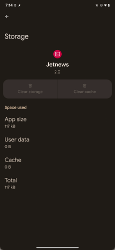 Android screen showing Jetnews app