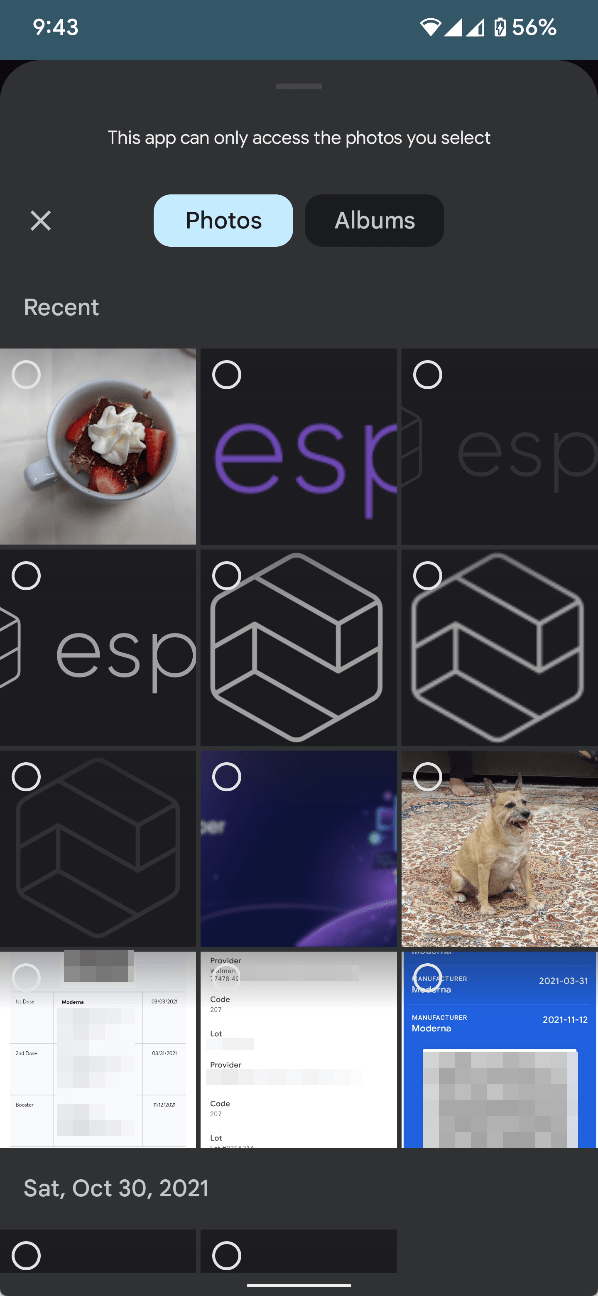 Android photos and albums on a device