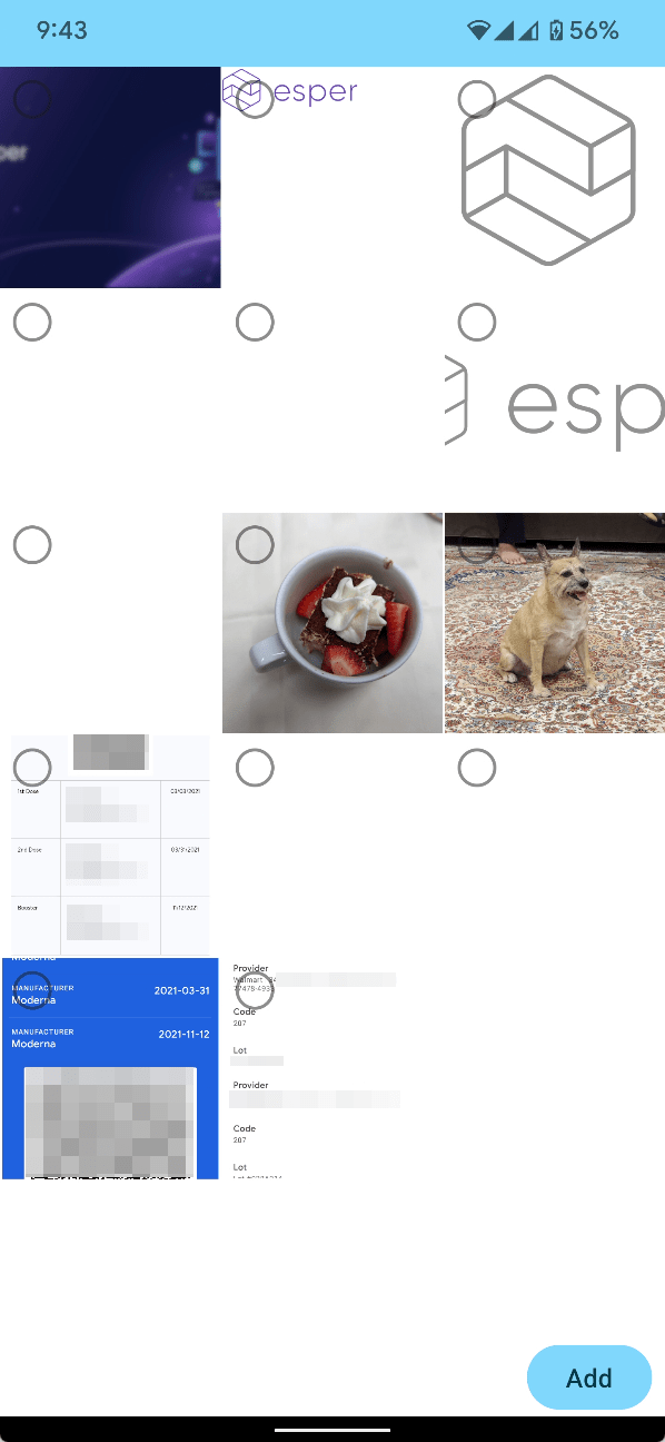 Images selection on an Android device