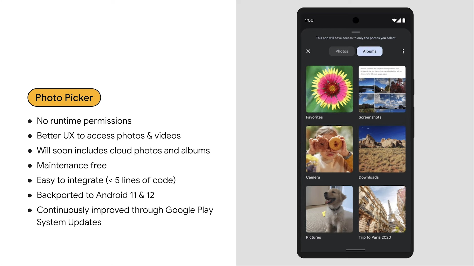 Android photo picker announcements