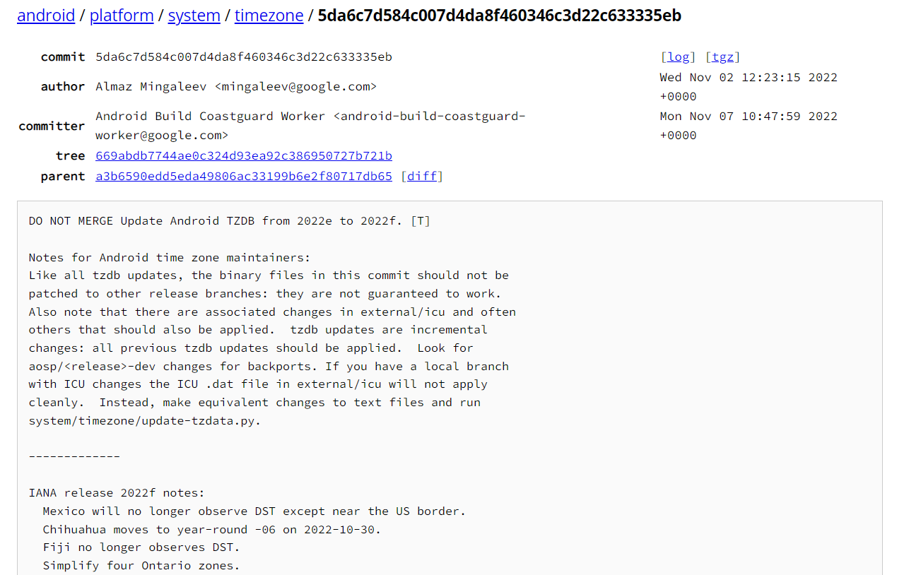 Android release notes from 2022