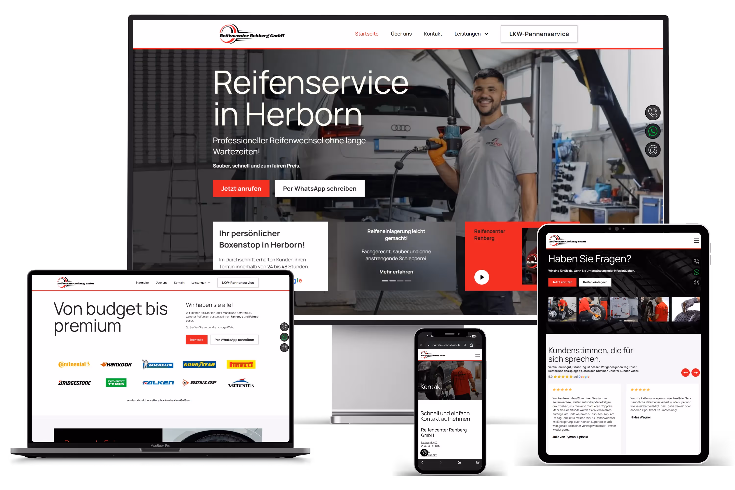 Webdesign Kundenprojekt für einen Reifenservice im Kreis Herborn zur Steigerung der Online Sichtbarkeit