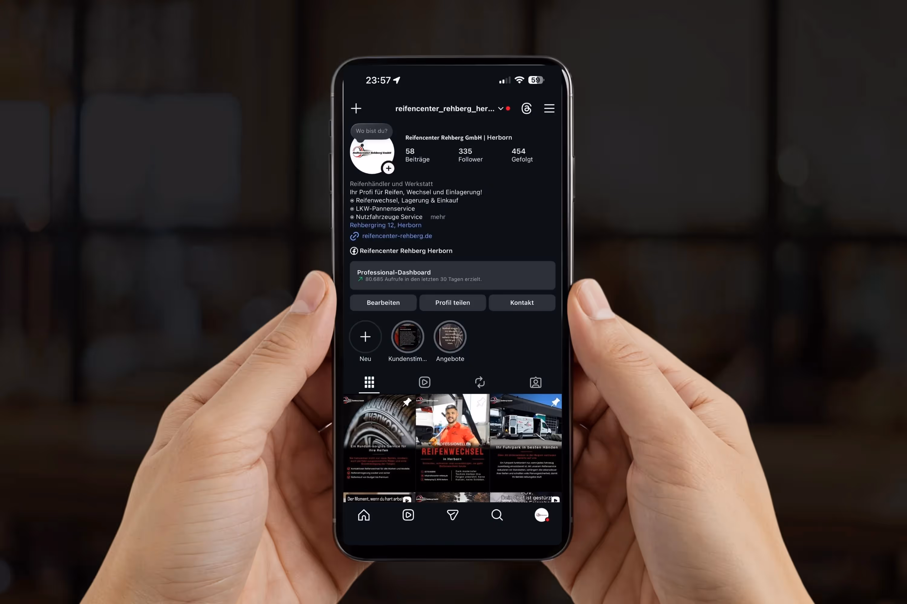 Social Media Wachstum eines Reifencenters durch professionelle Content und Marketing Strategie