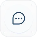 A white button with a black outline of a face.