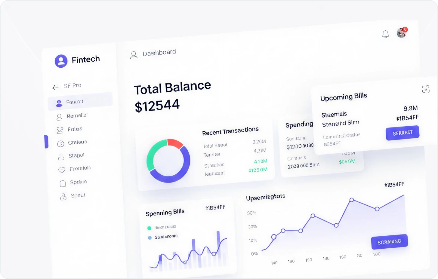 A screen shot of a financial dashboard.