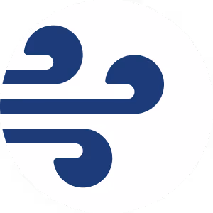 a blue and white logo