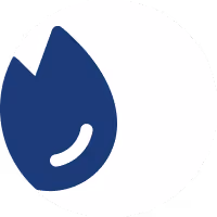 a blue and white logo