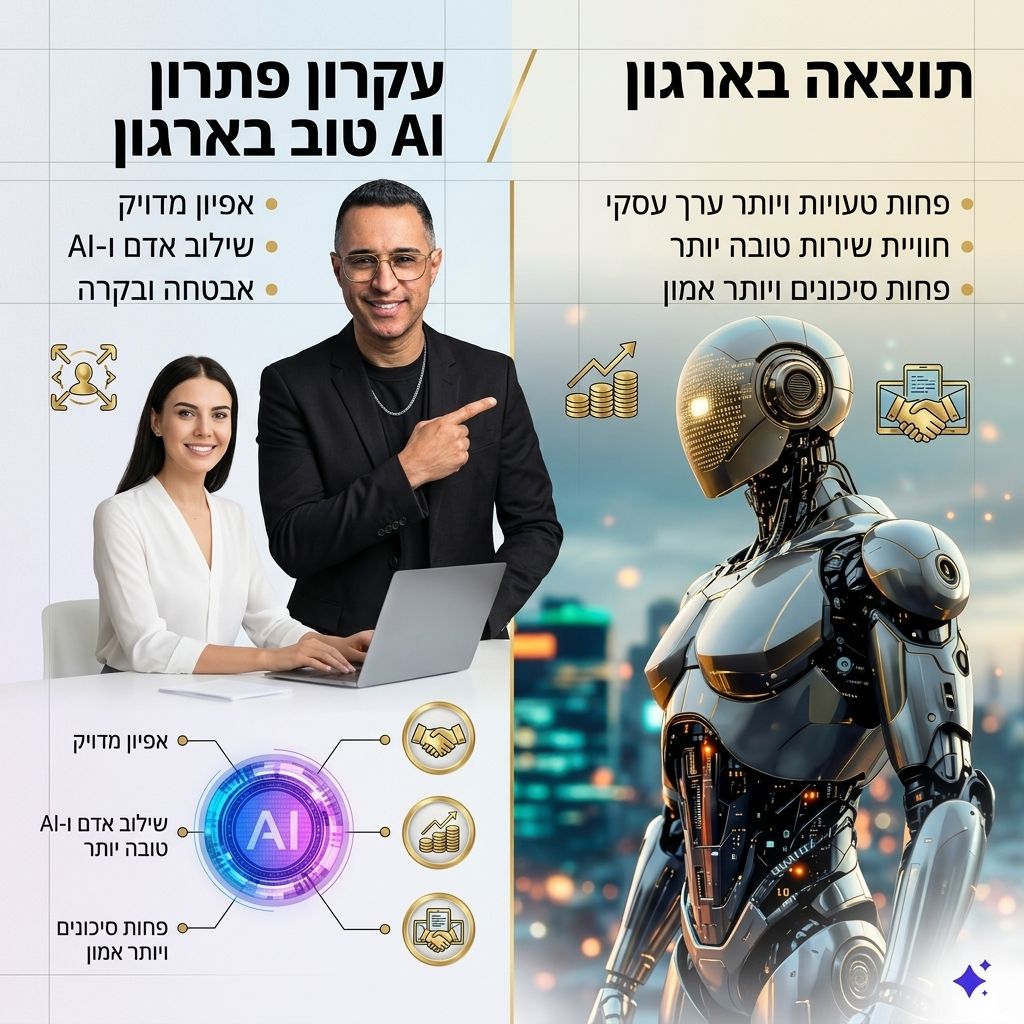 השוואה בין עקרונות פתרון AI טוב בארגון לבין תוצאות עסקיות