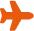 Orange airplane icon facing right.