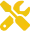 Yellow wrench and screwdriver crossed forming an X shape.