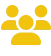 Icon of three stylized yellow human figures representing a group or team.