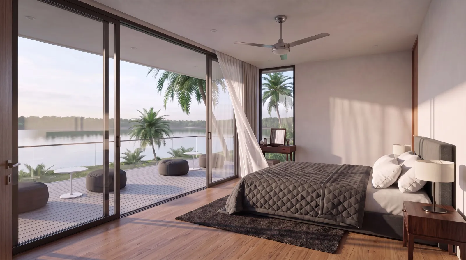 Villa 1 principal bedroom with gallery terrace