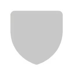 Solid black shield emblem with rounded top and pointed bottom.