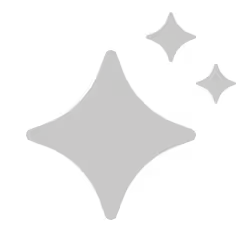 Three black sparkle or star-shaped icons of varying sizes on a white background.