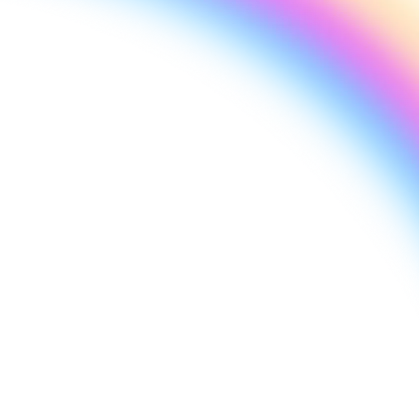 Gradient arc of soft blue, pink, and peach hues fading into black background.