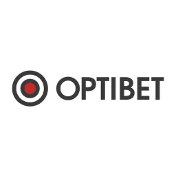 Optibet company logo with a circular target symbol featuring a red center dot.