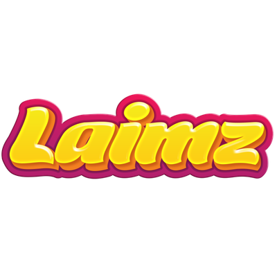 Colorful 3D-style reading 'Laimz' logo on a bright orange background.