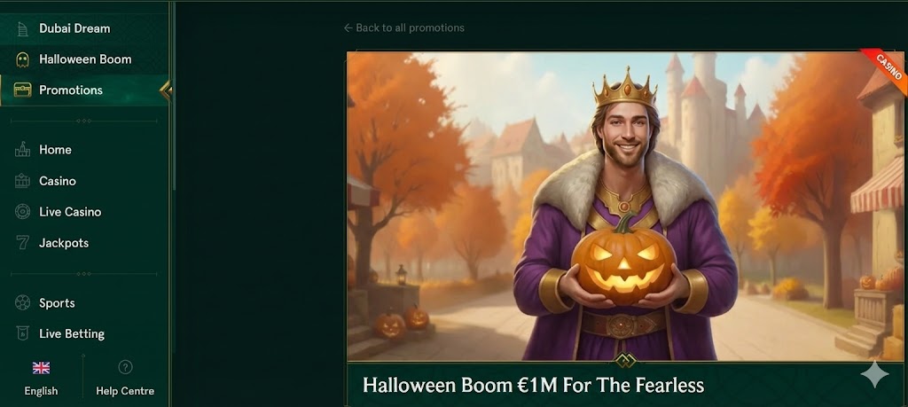 Screenshot from Casinia casino promotion screen on desktop