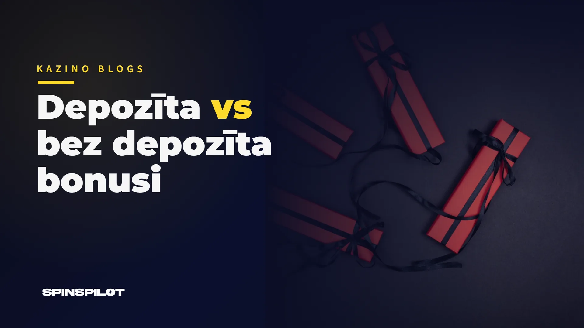 Sarkanas dāvanu kastes ar atraisītām melnām lentēm - depozīta un bez depozīta bonusu salīdzinājums