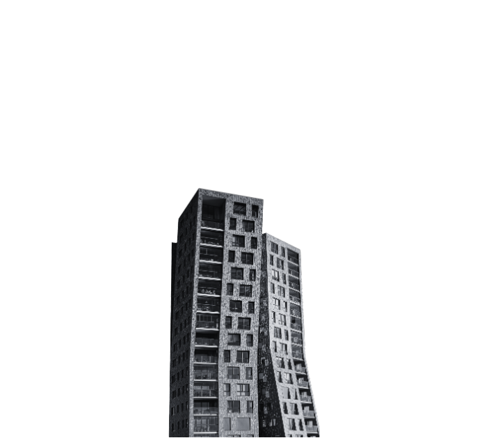 Modern multi-story building with glass facade and balconies on each floor.