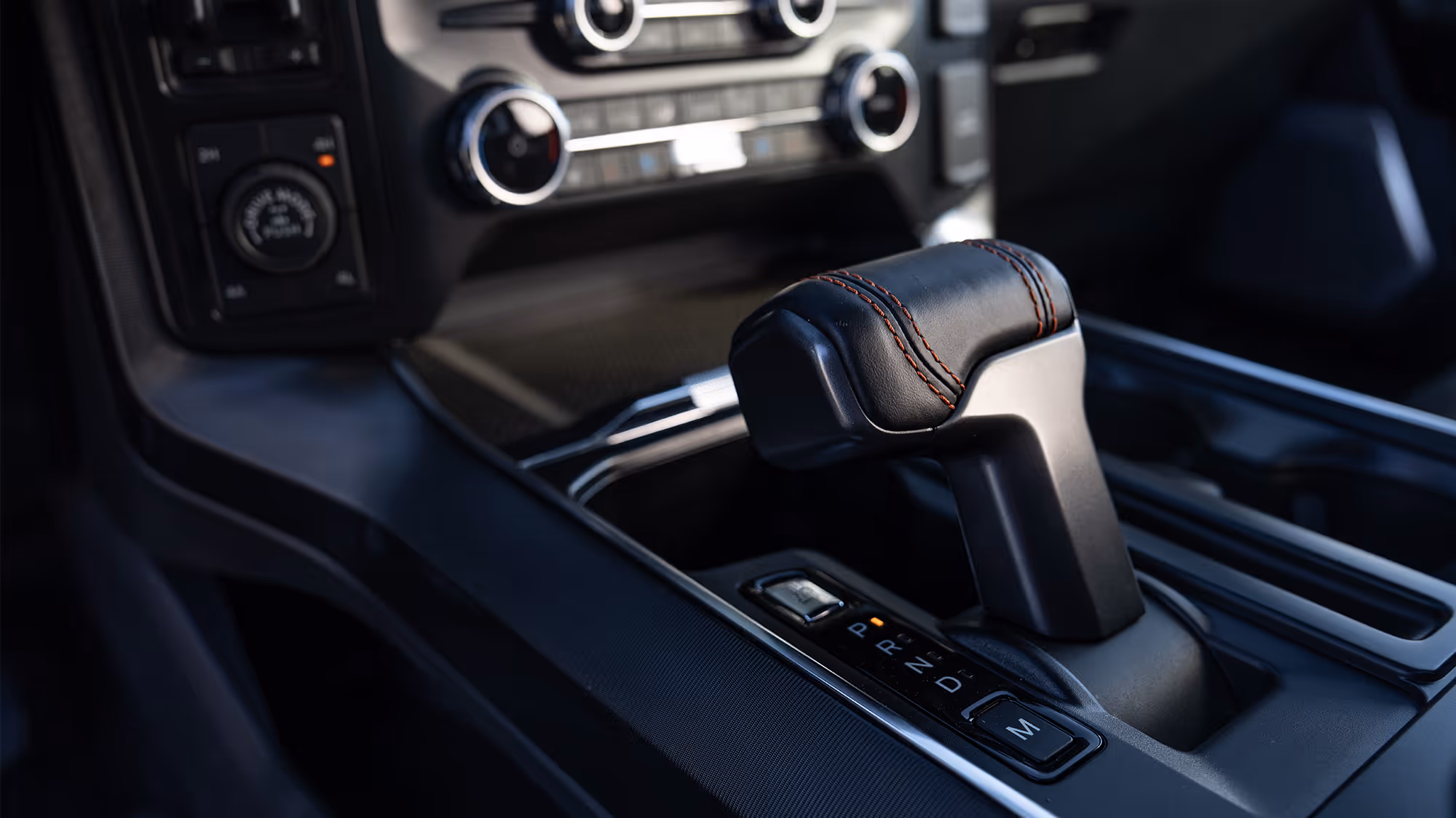 Ford Raptor R interior center console with gear shifter and control panel details