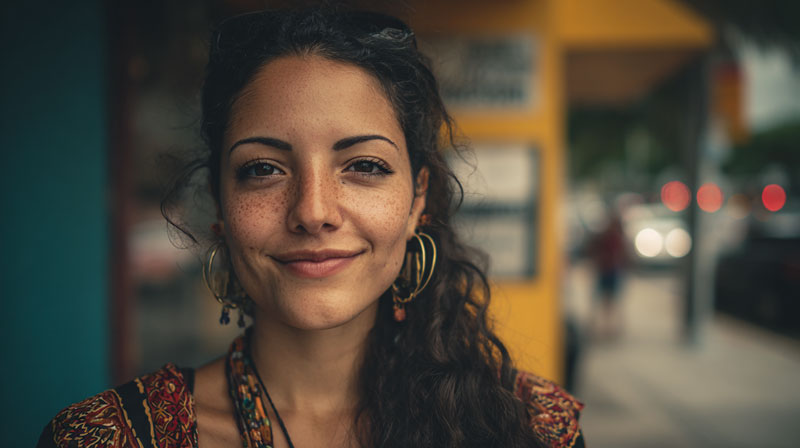 close up of woman's face