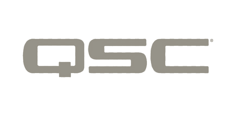 QSC company logo in bold stylized font.