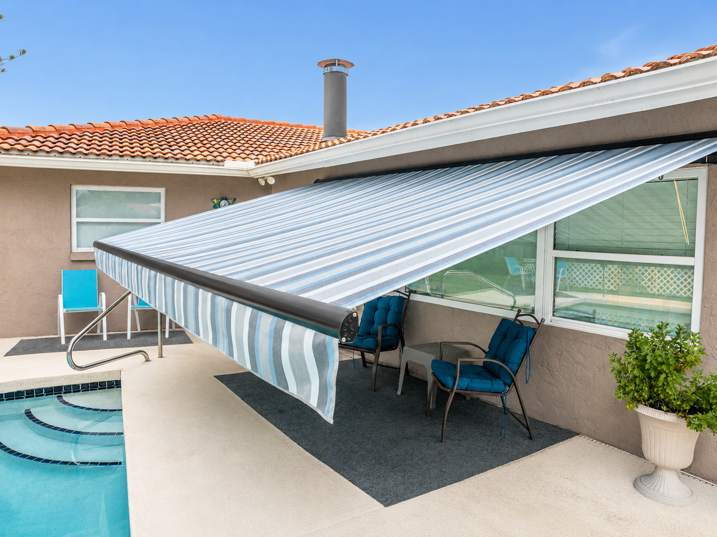 awning installed on a residential properly in tampa bay