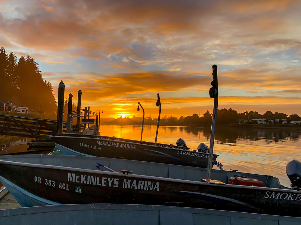 McKinley's Marina Boats at Sunset