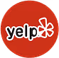 Yelp logo with red background and white stylized flower-like design