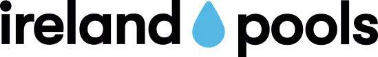 Ireland Pools logo with water droplet between words in blue and black