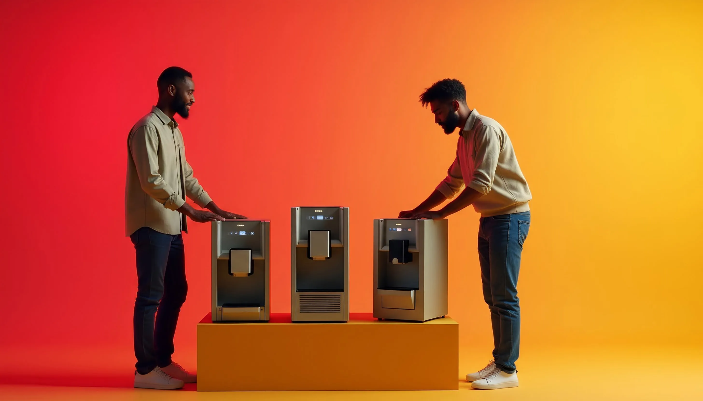 Technicians installing coffee machines
