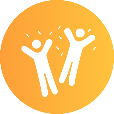 Icon of people gathered together with a cheerful atmosphere representing interactive wellbeing workshops that inspire growth and connection.