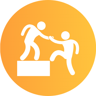 Icon of a person helping another person, representing confidential emotional support and care through the Employee Assistance Program.