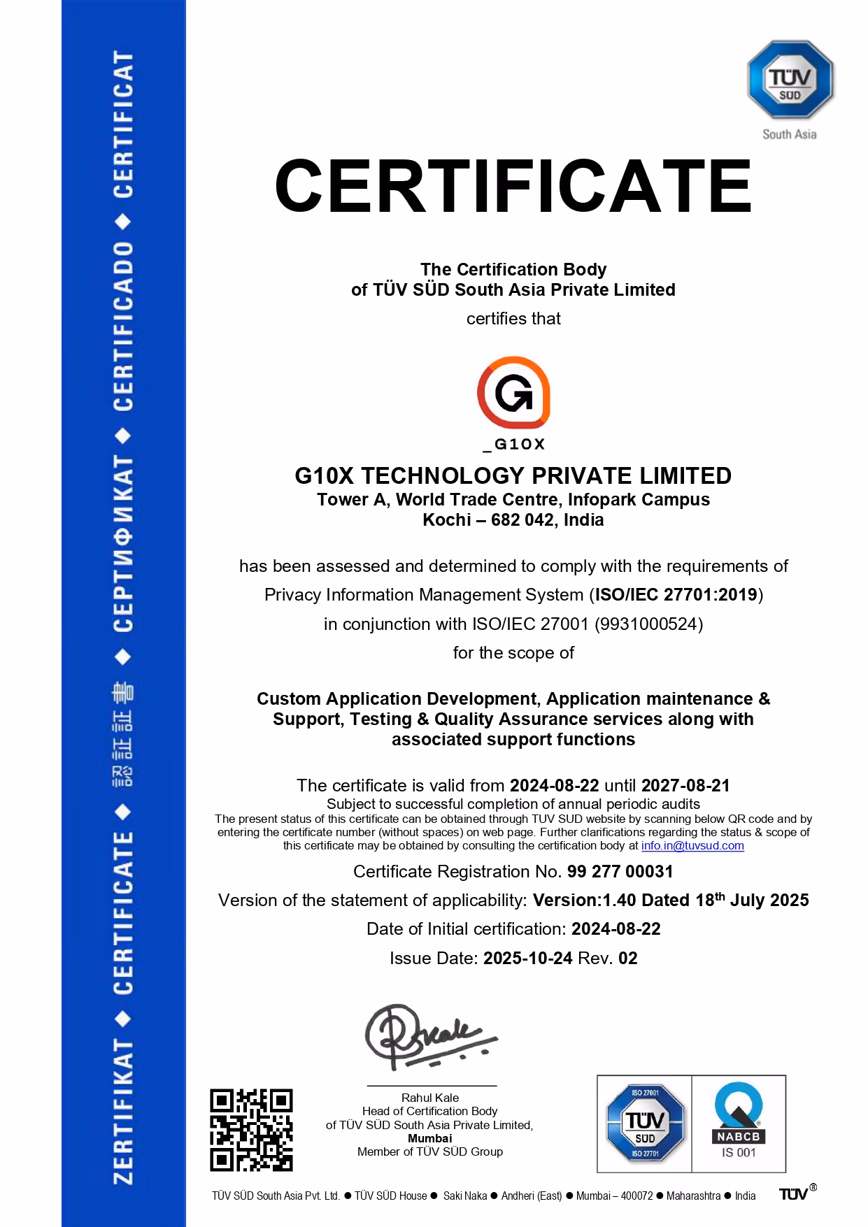 ISO certificate