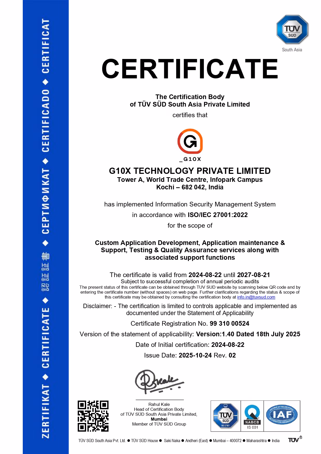 ISO certificate