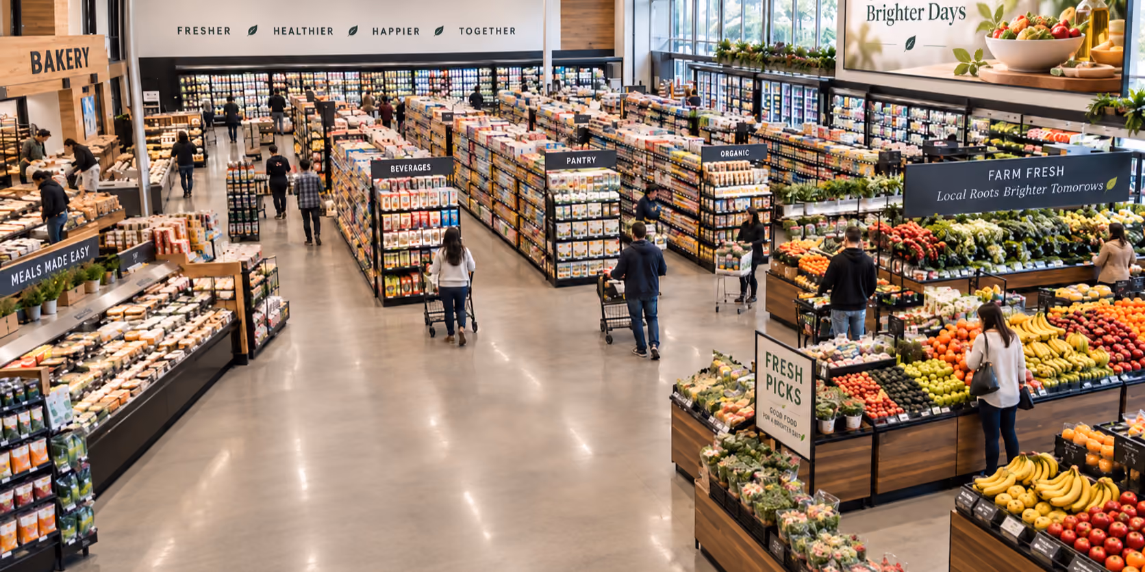 A high-angle view of a retail store