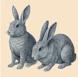 Illustration of two rabbits